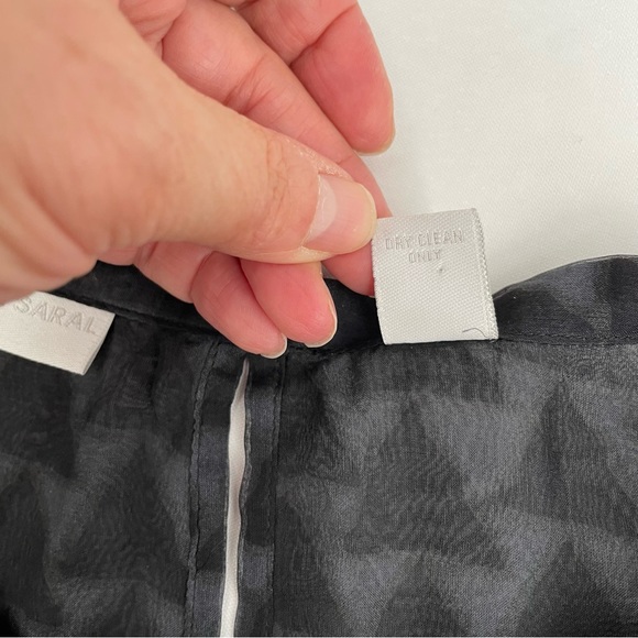 Sibel Saral Blouse Women’s S Gray Sheer Silk Double Layered Geometric - Picture 10 of 11